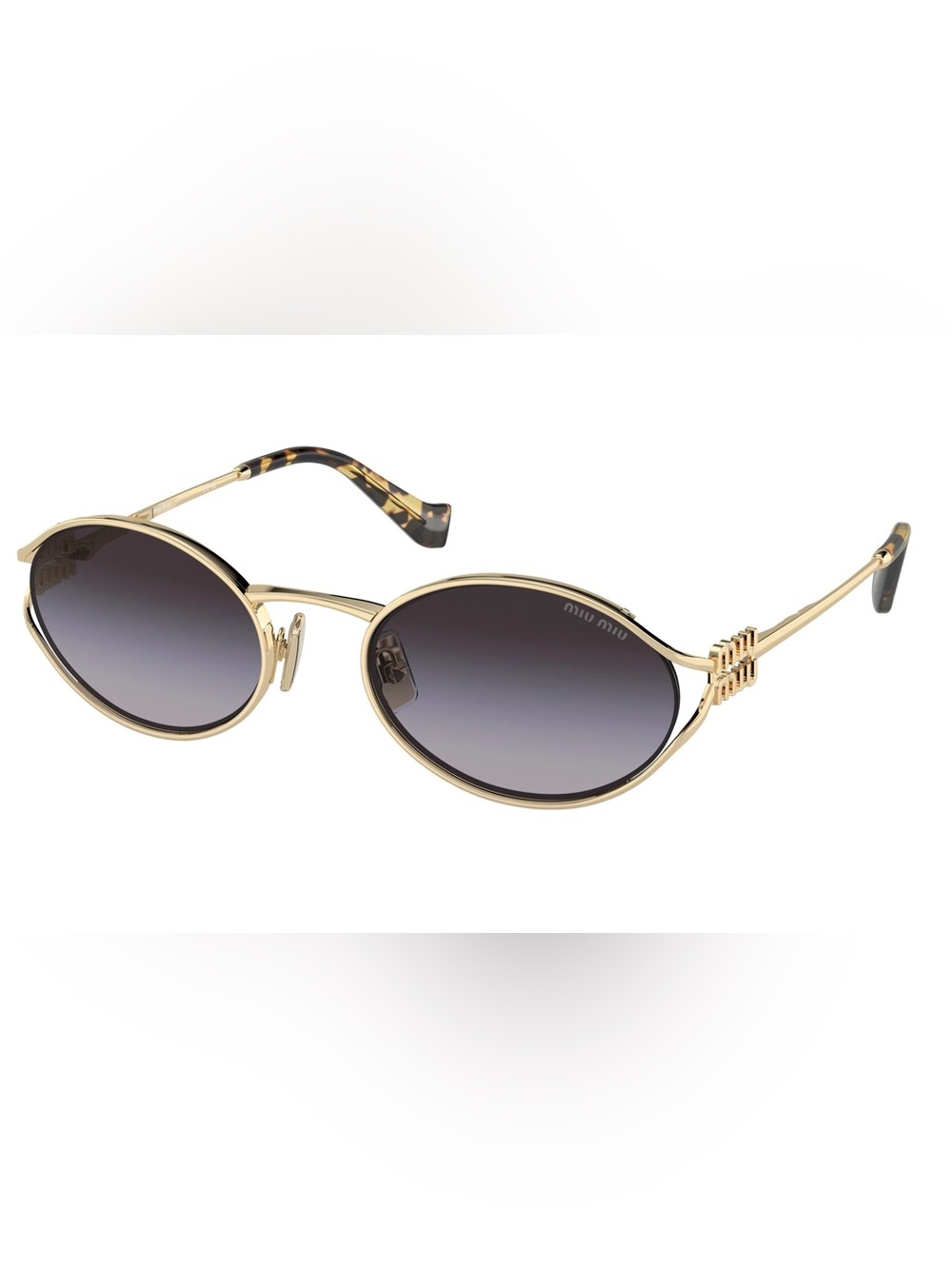 Miu Miu Gold Frame Sunglasses with Gradient Gray Lenses